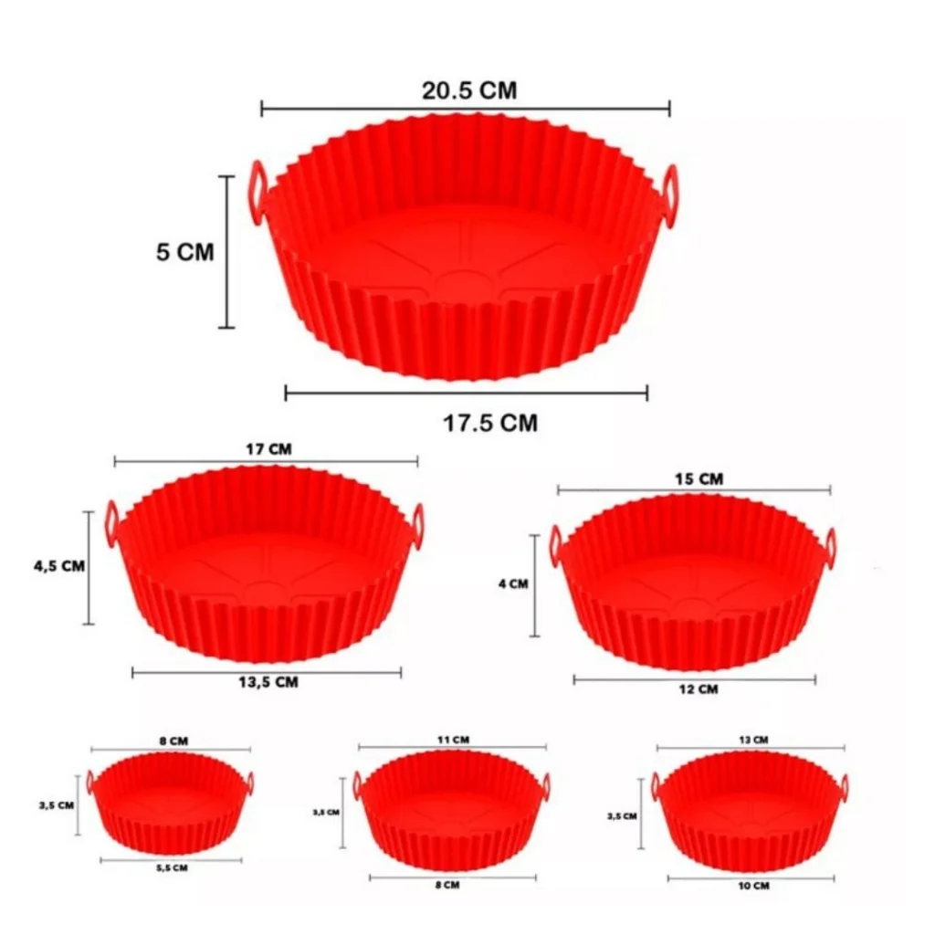 Formas de Silicone para Air Fryer Kit 6 Peças Reutilizáveis - Imagem 4