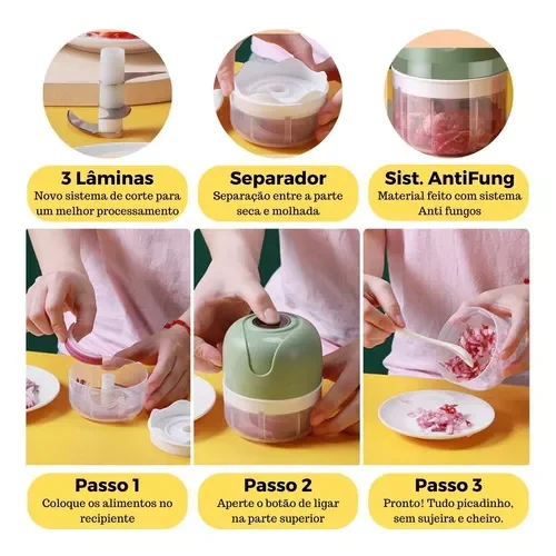 Mini Processador Elétrico Recarregável USB 250ml - Imagem 4