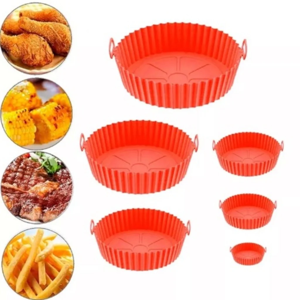 Formas de Silicone para Air Fryer Kit 6 Peças Reutilizáveis