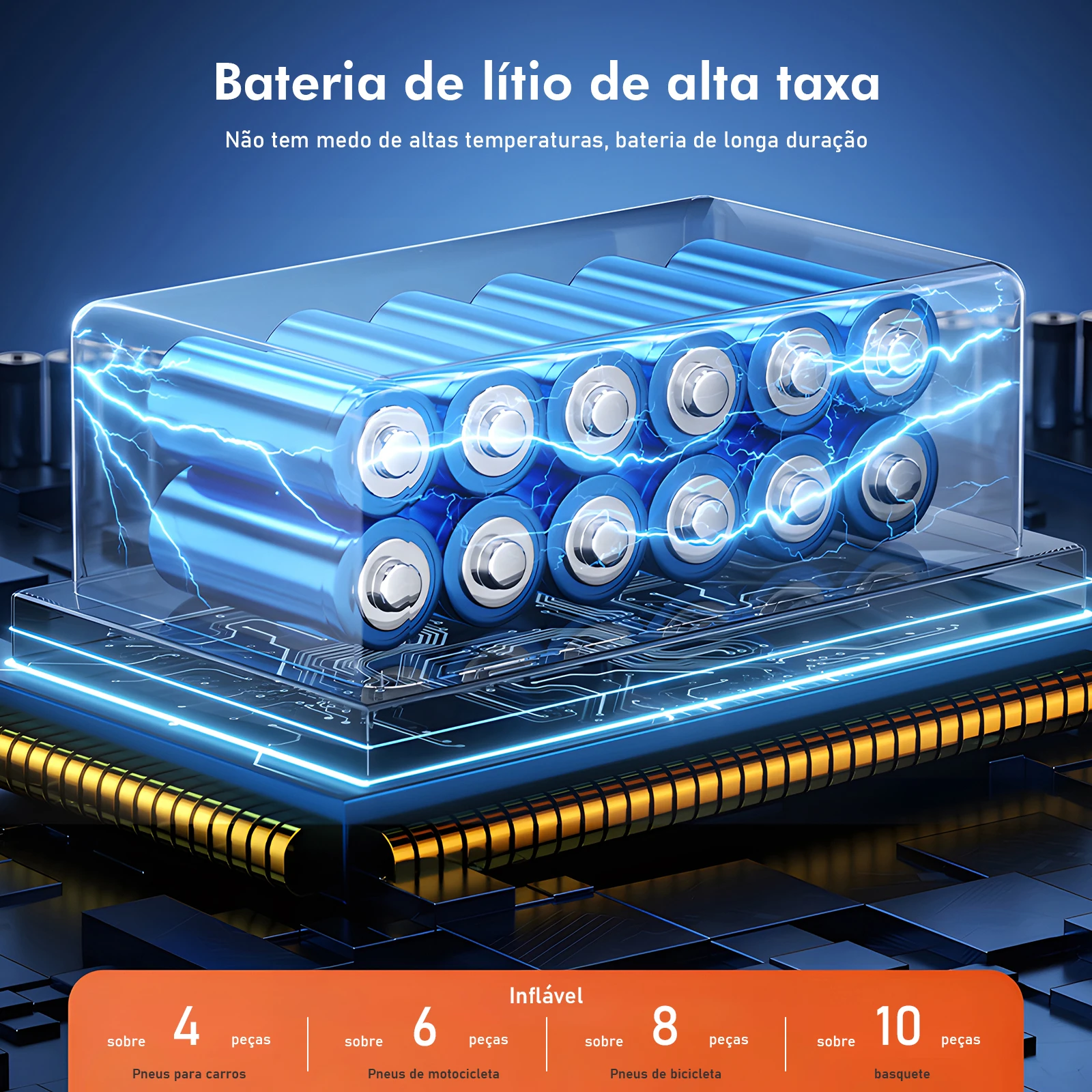 Mini Compressor de Ar Portátil Digital 120W com Display LCD - Imagem 6