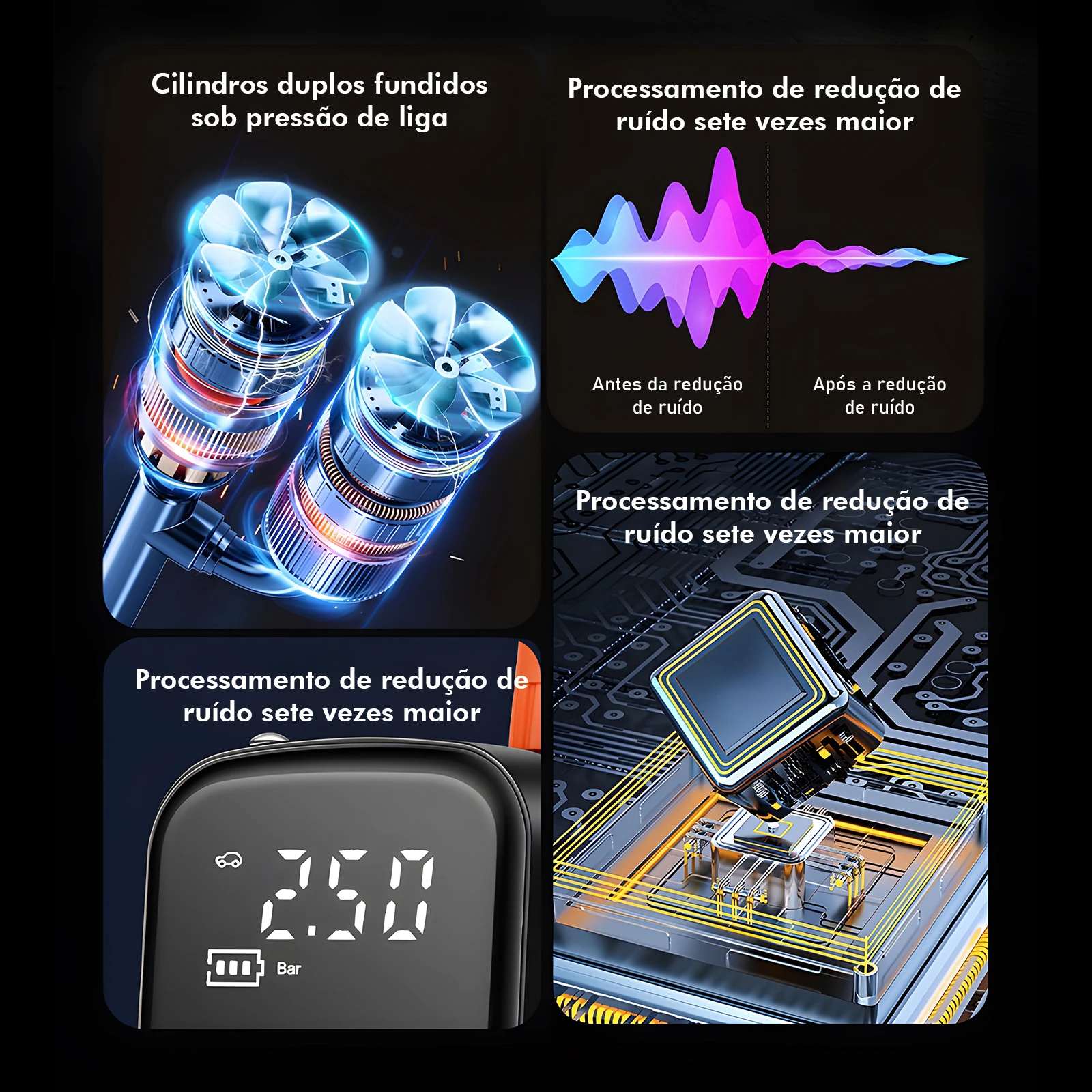 Mini Compressor de Ar Portátil Digital 120W com Display LCD - Imagem 3