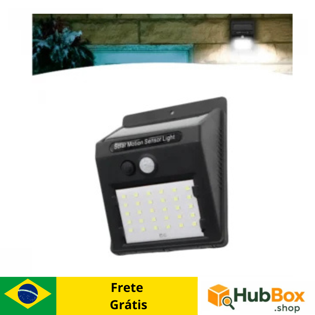 Luminária Solar com Sensor de Presença 30 LEDs para Área Externa - Imagem 2